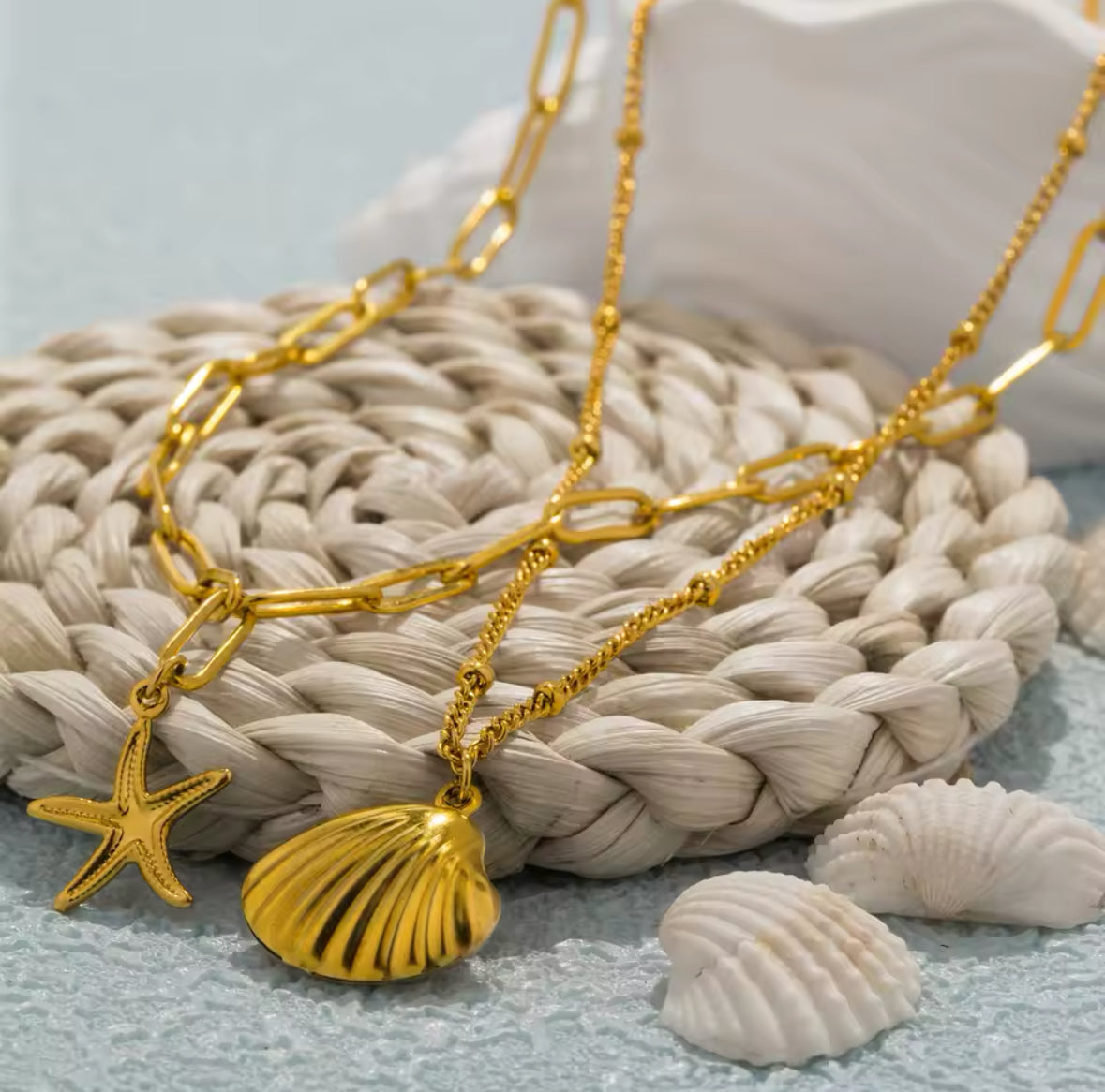 Paperclip starfish & shell stack