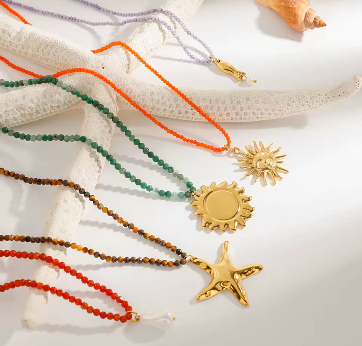 Beaded necklace with summer pendant