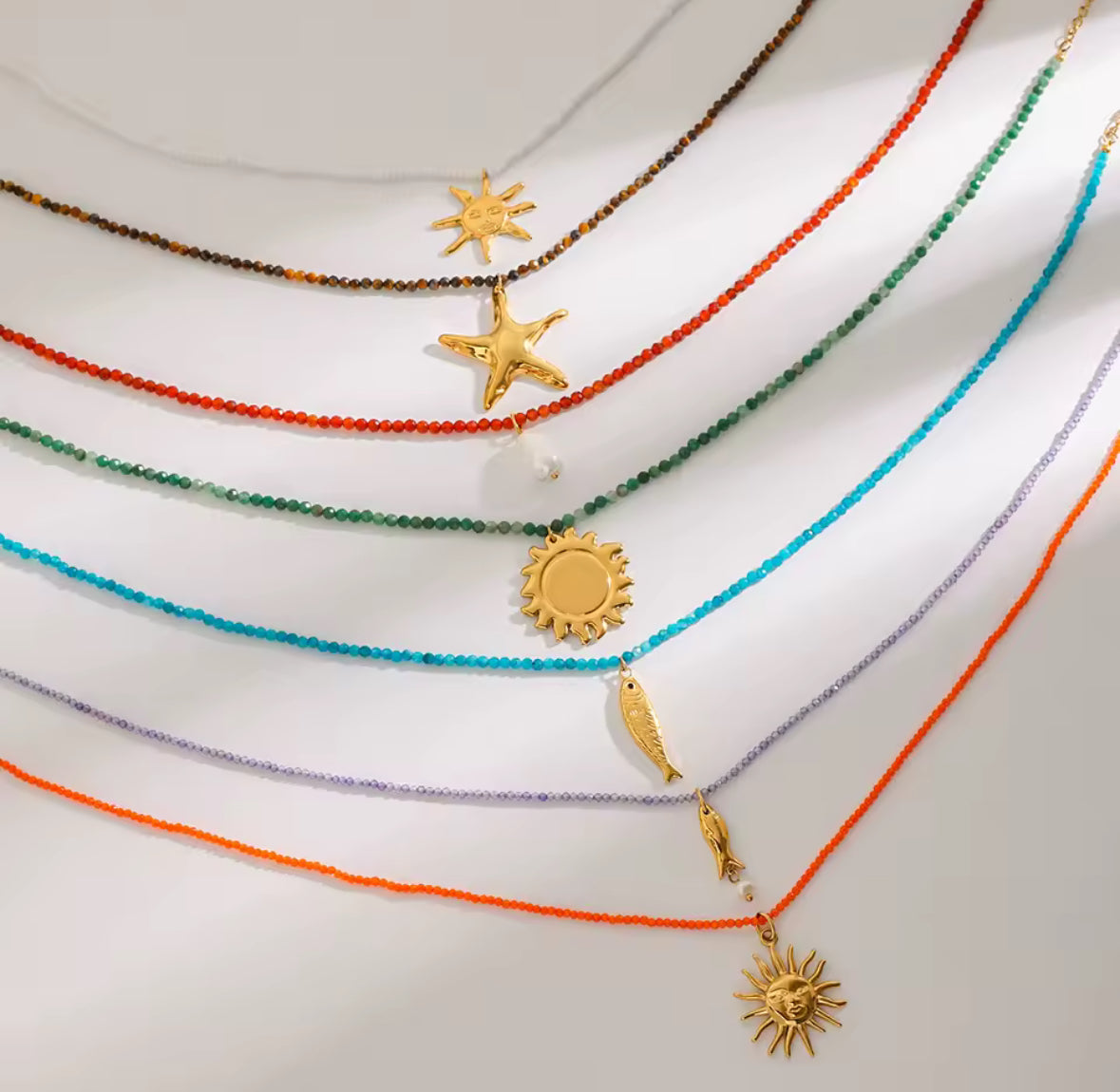 Beaded necklace with summer pendant