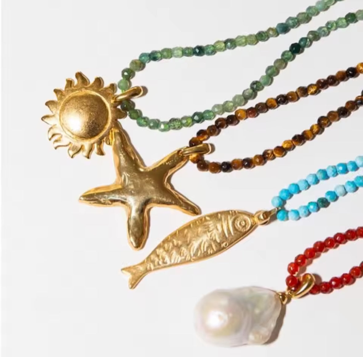 Beaded necklace with summer pendant
