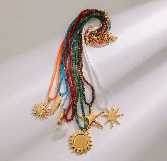 Beaded necklace with summer pendant